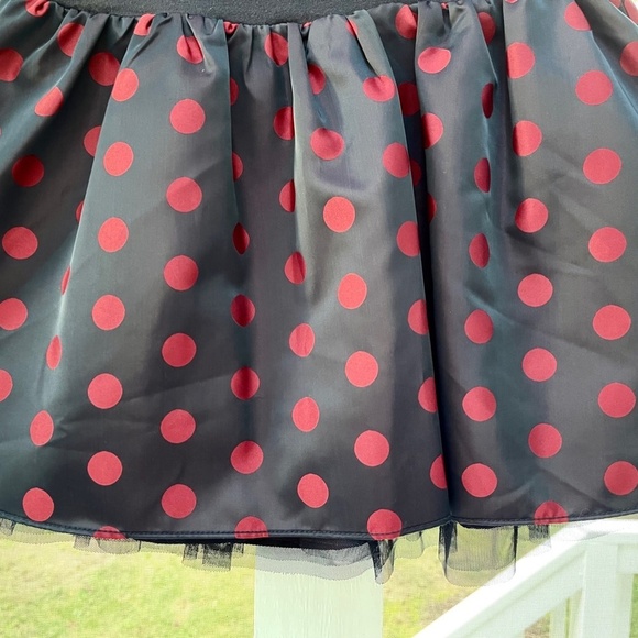 NAVY and RED POLKA DOT SKIRT WITH TULLE! - Picture 2 of 7